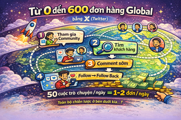 Từ 0 đến 600 đơn hàng Global: Cách mình bán sản phẩm bằng X (Twitter)